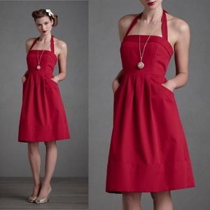 Anthropologie Red Halter Dress